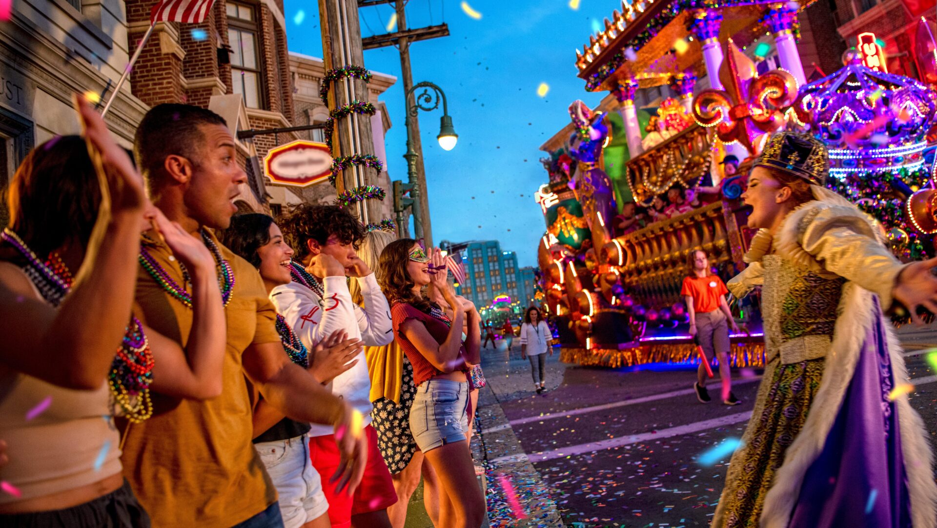 The secrets behind the glitter and beads of Universal Orlando’s Mardi Gras parade